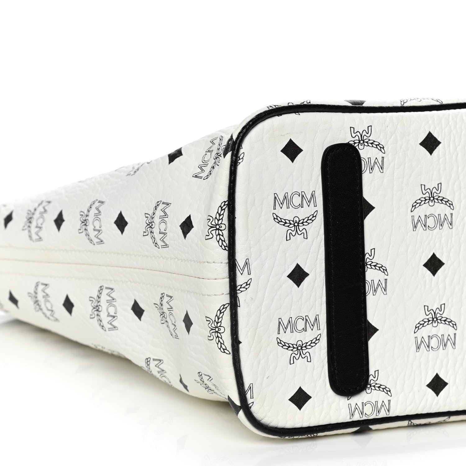 MCM Visetos Medium Anya Zip Top Shopper Tote White 10 of 15