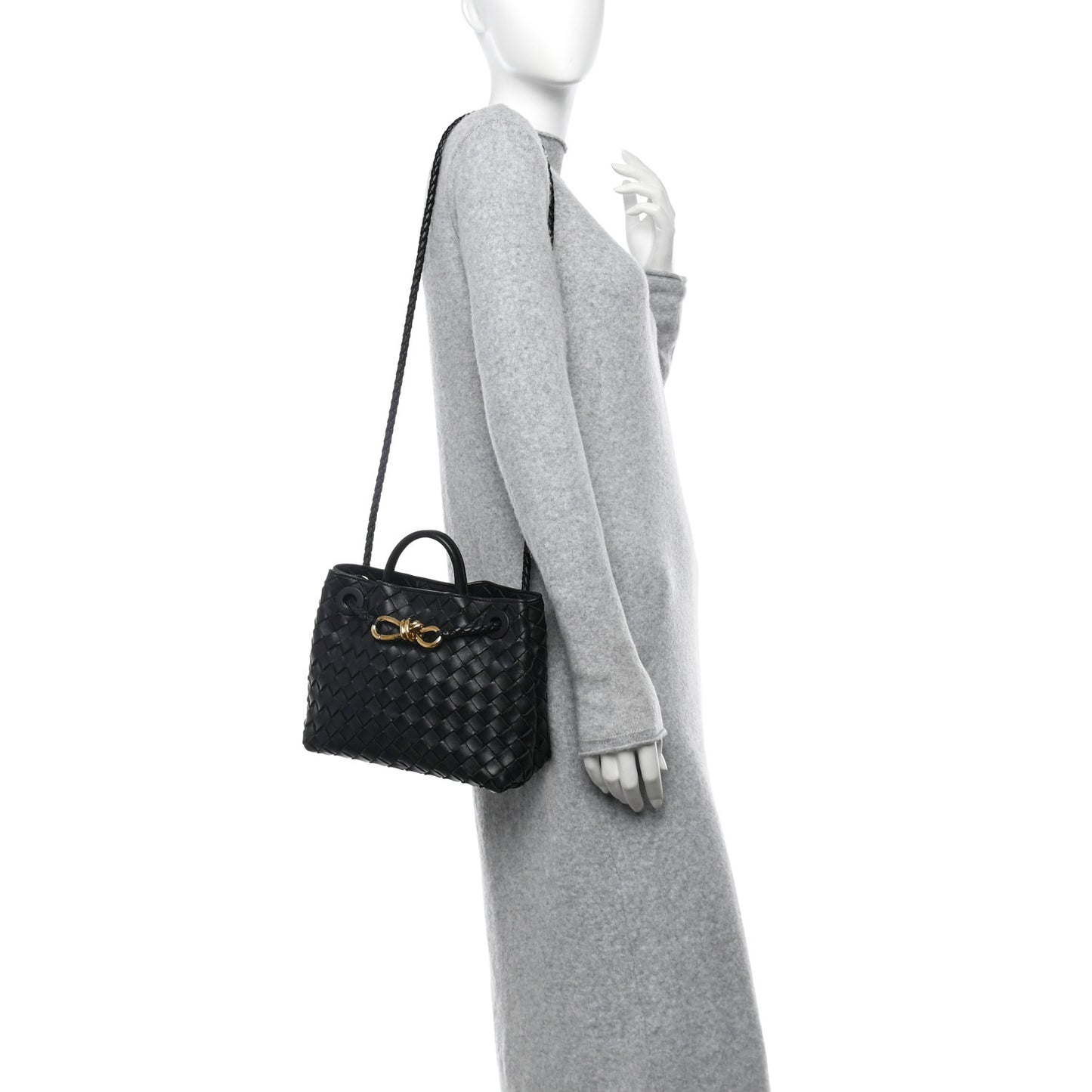 Nappa Intrecciato Small Andiamo Shoulder Bag Black