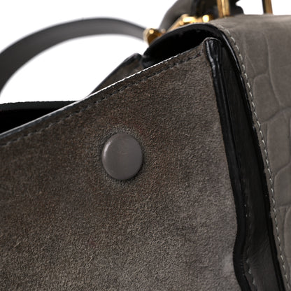 Celine Crocodile Embossed Nubuck Medium Trapeze Grey 26 of 29