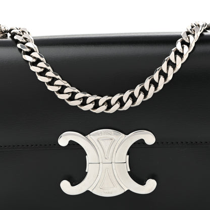 Celine Shiny Calfskin Triomphe Chain Shoulder Bag Black 7 of 9