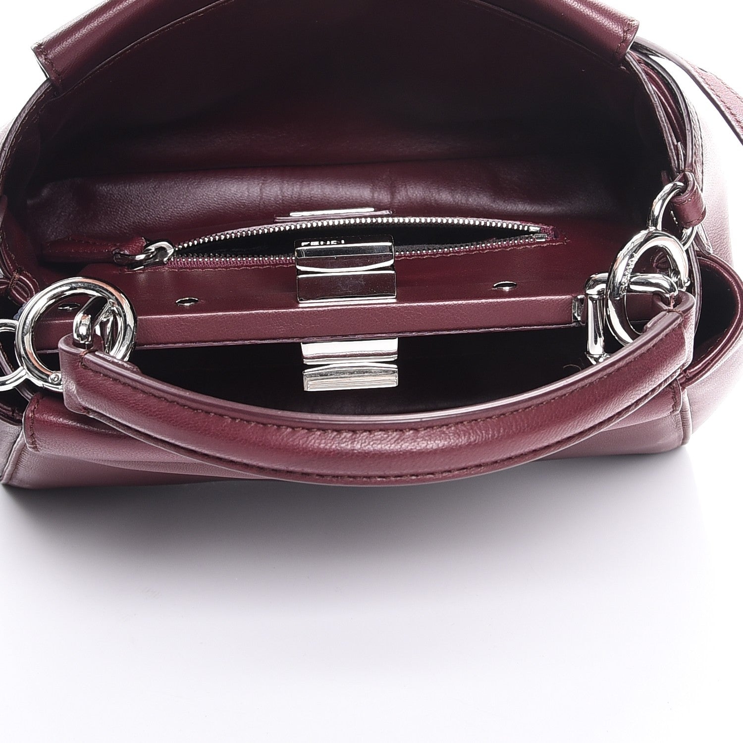 Fendi Nappa Mini Peekaboo Iconic Satchel Bordeaux 5 of 10