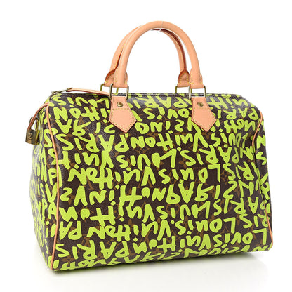 Louis Vuitton Monogram Graffiti Speedy 30 Green 3 of 13