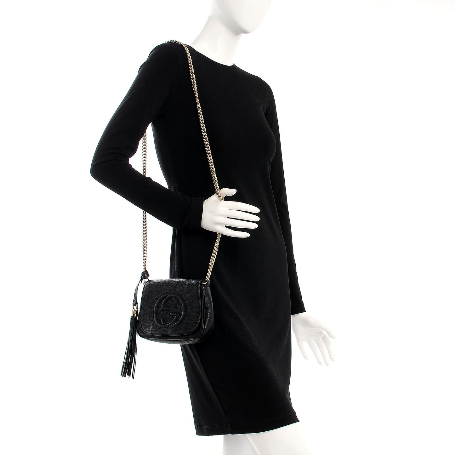Pebbled Calfskin Small Soho Flap Crossbody Black