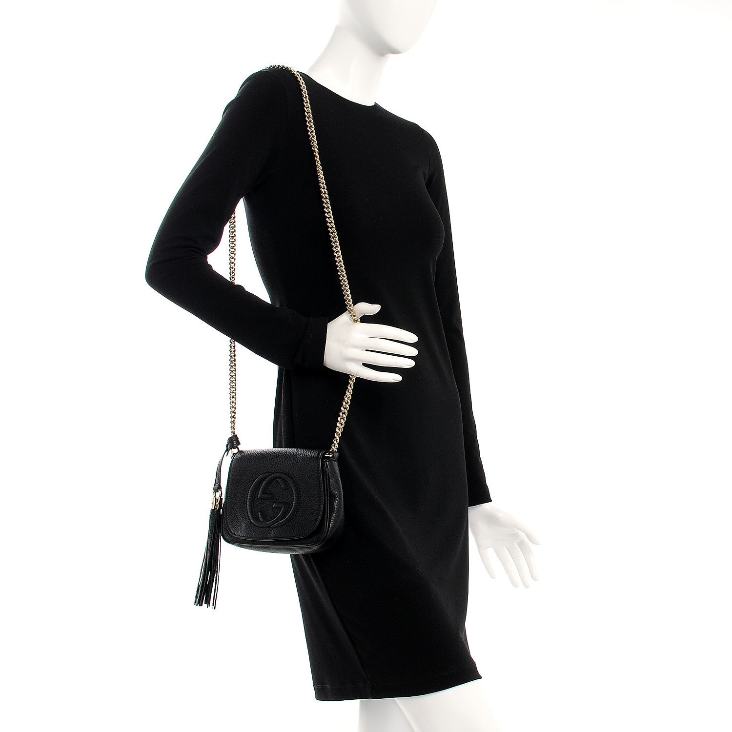 Gucci Pebbled Calfskin Small Soho Flap Crossbody Black 2 of 7