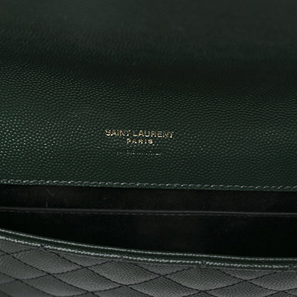 Saint Laurent Grain De Poudre Textured Mixed Matelasse Triquilt Monogram Clutch Vert Fonce 6 of 11