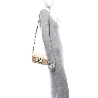 Valentino Garavani Wicker Calfskin Vlogo Small Loco Shoulder Bag Natural Ivory 2 of 10