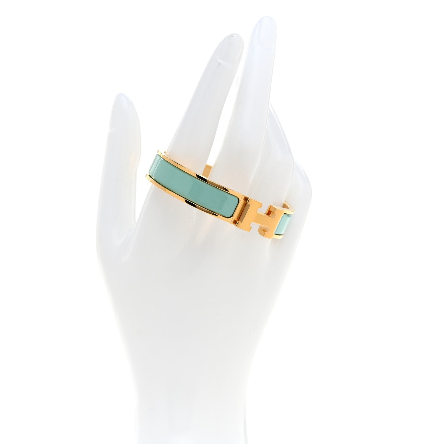 Hermes Enamel Narrow Clic Clac H Bracelet PM Aqua 2 of 5