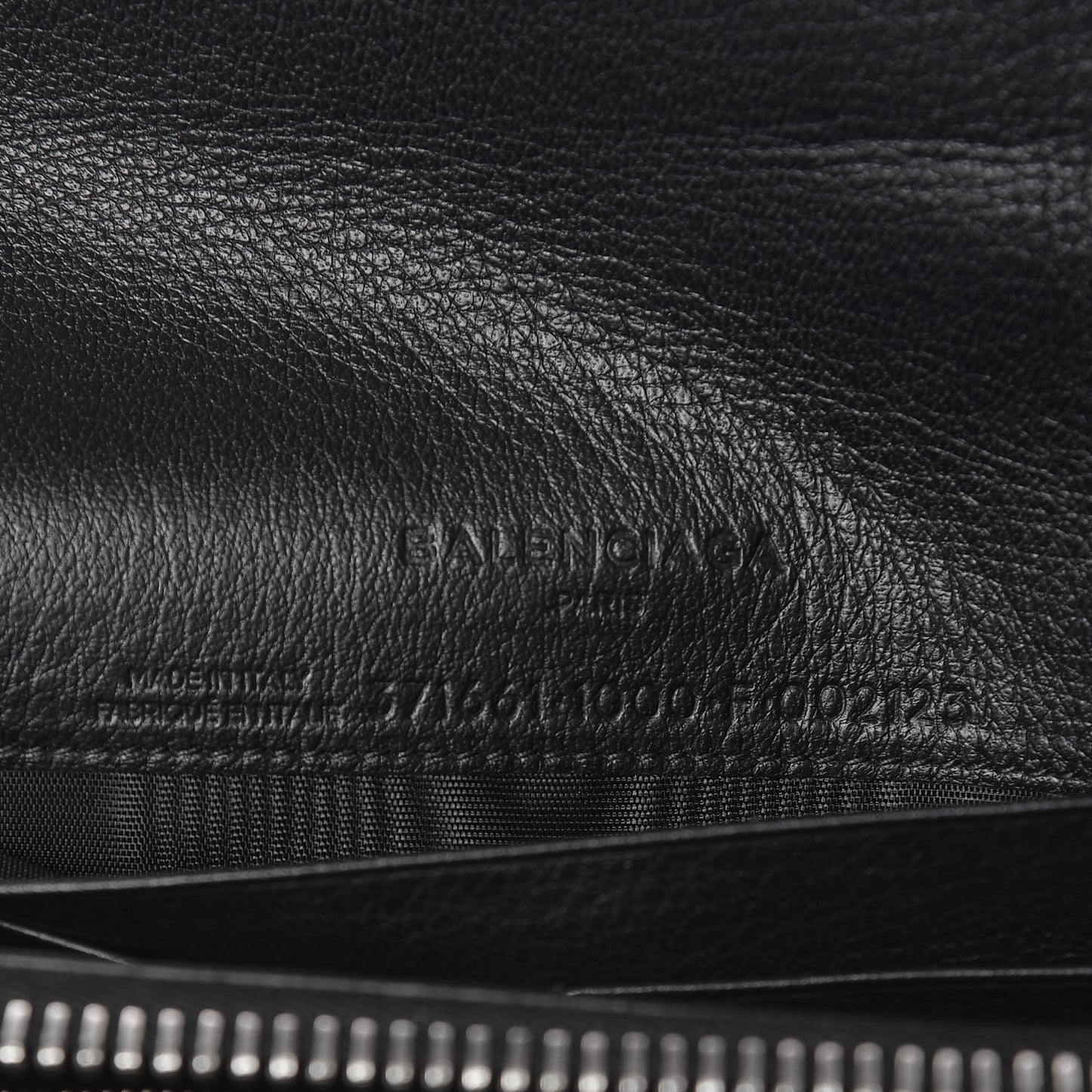 Calfskin Papier Money Zip Around Wallet Black