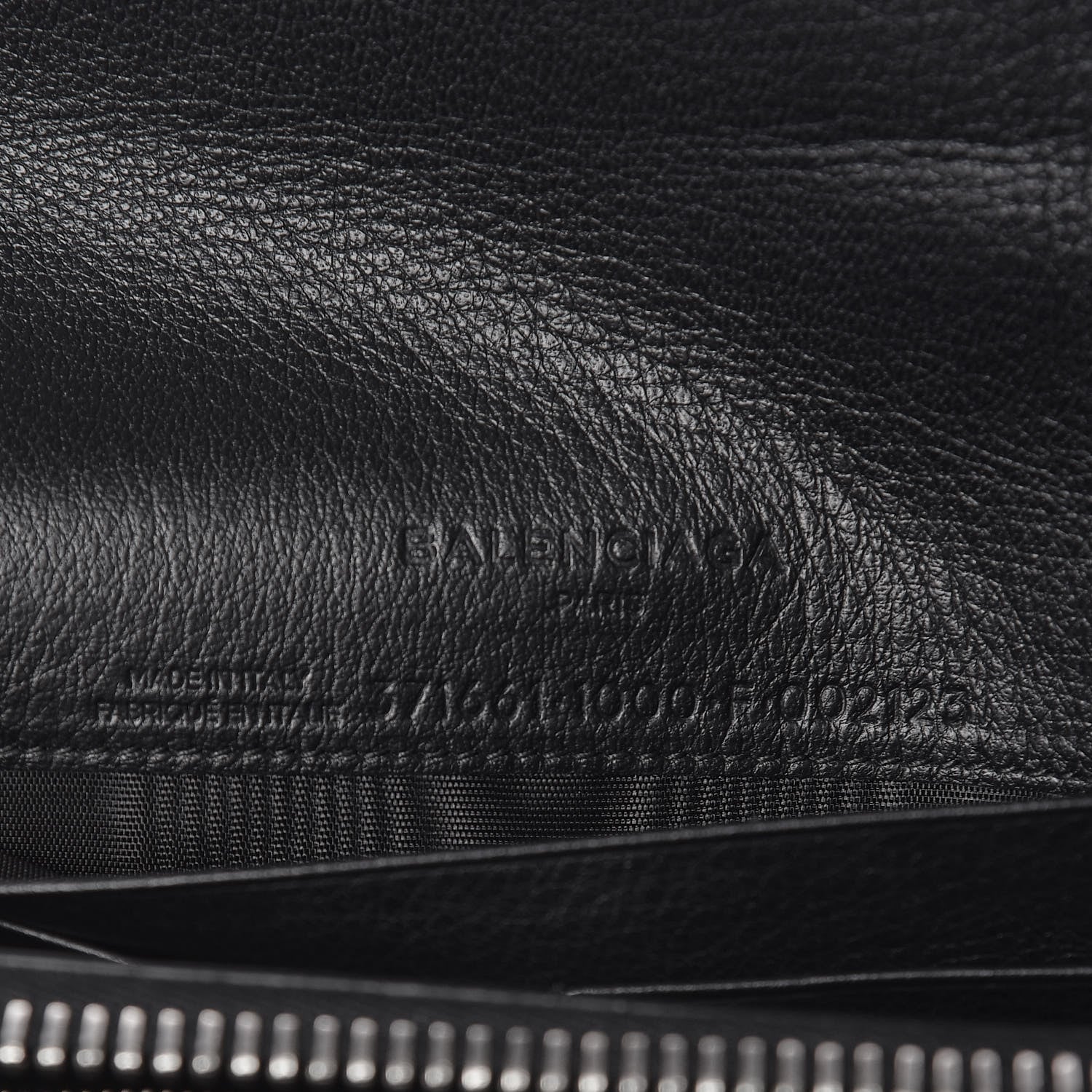 Balenciaga Calfskin Papier Money Zip Around Wallet Black 6 of 10
