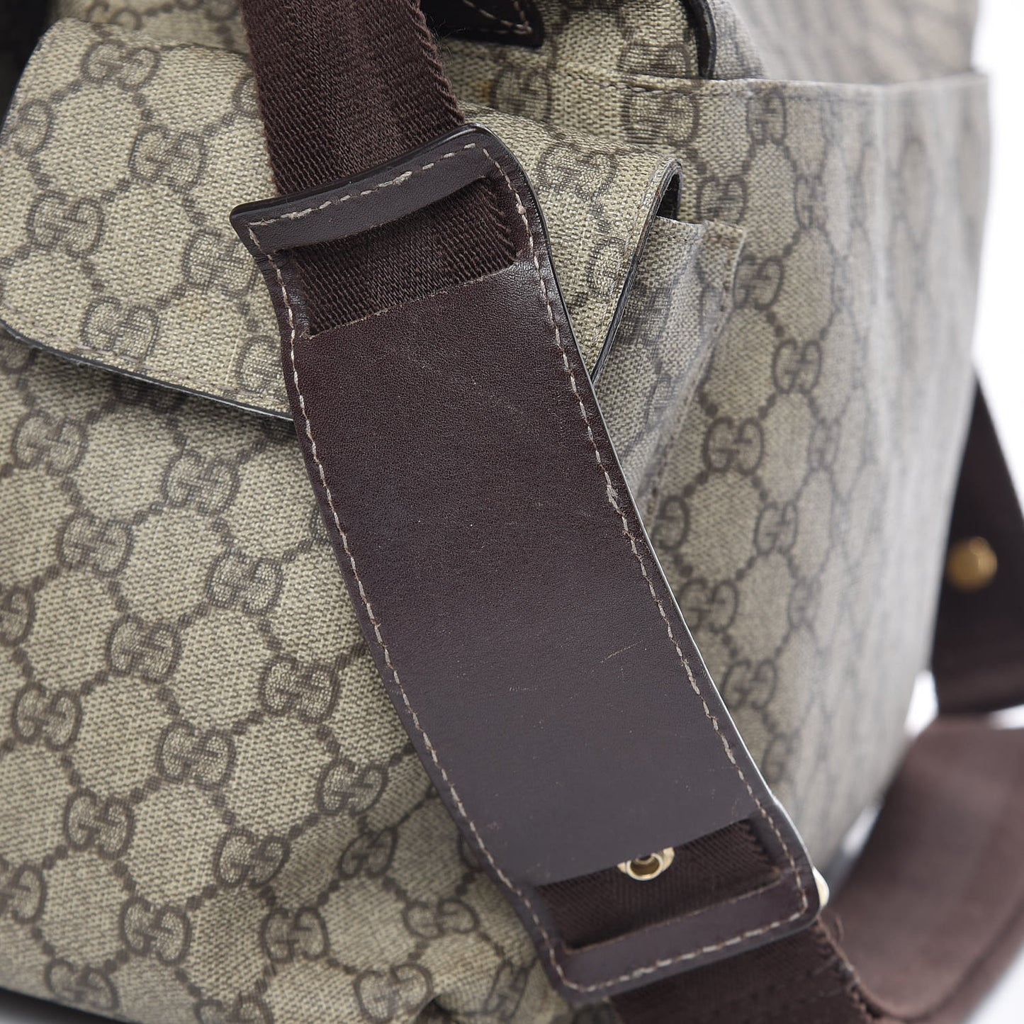 GG Plus Monogram Messenger Diaper Bag Dark Brown