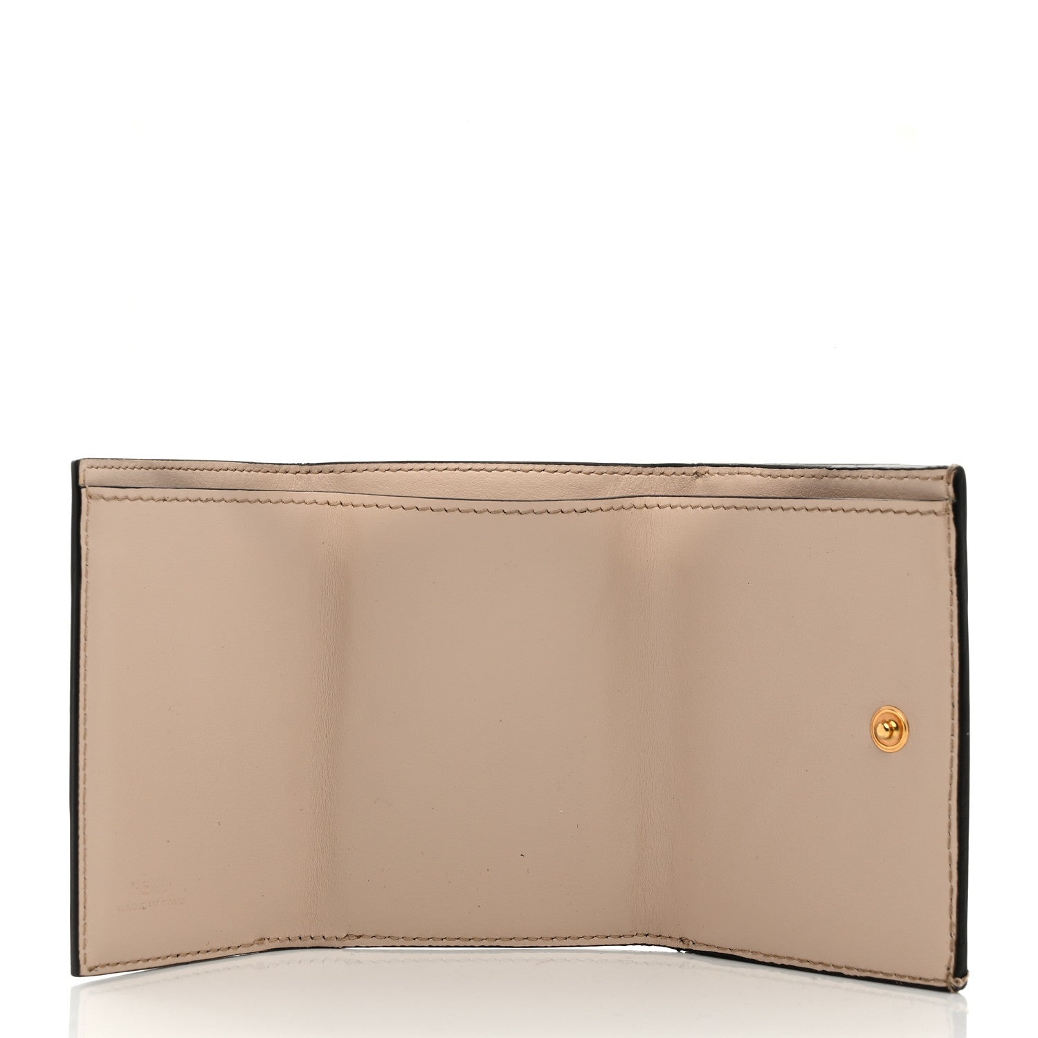 Fendi Vitello King Tamponato Embossed Fendi Roma Micro Tri-Fold Wallet Poudre 5 of 7