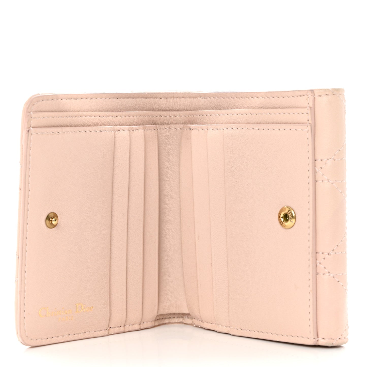 Lambskin Cannage Dioraddict Flap Wallet Rose Poudre
