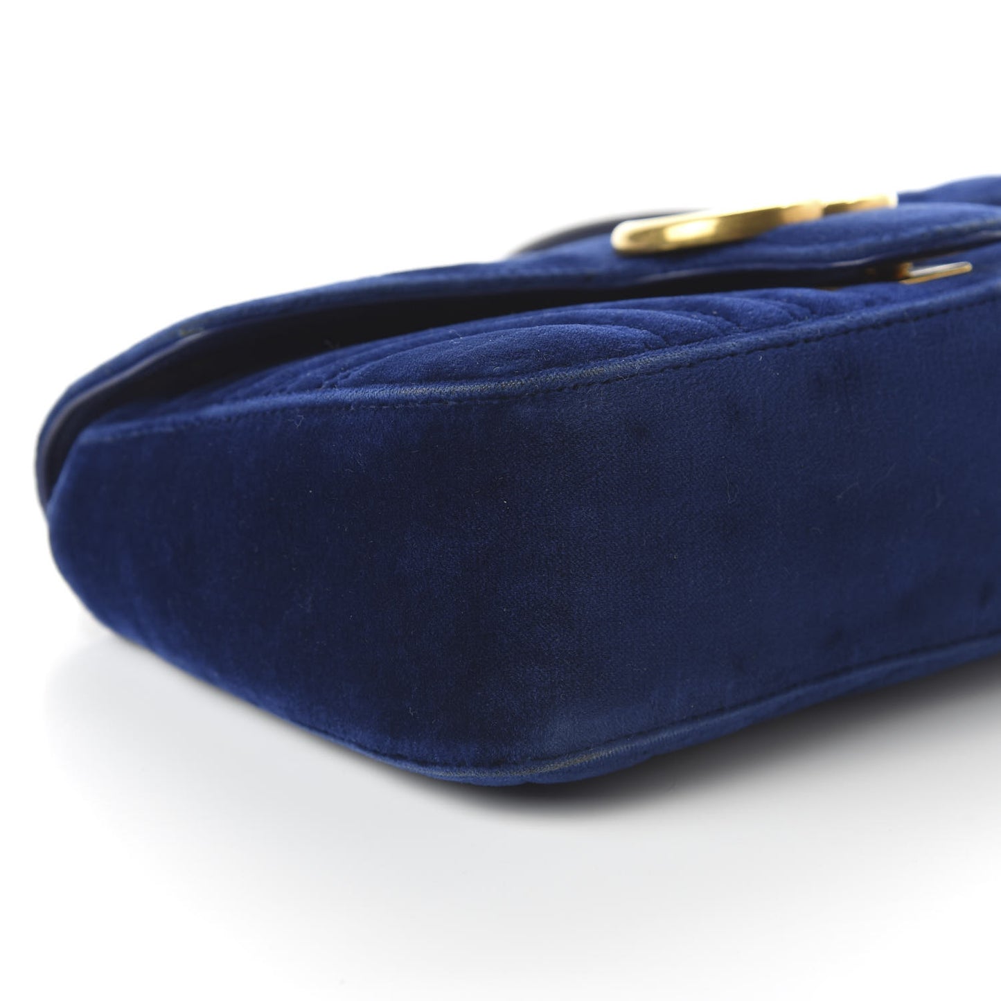Velvet Matelasse Small GG Marmont Shoulder Bag Cobalt Blue