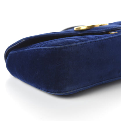 Gucci Velvet Matelasse Small GG Marmont Shoulder Bag Cobalt Blue 6 of 12