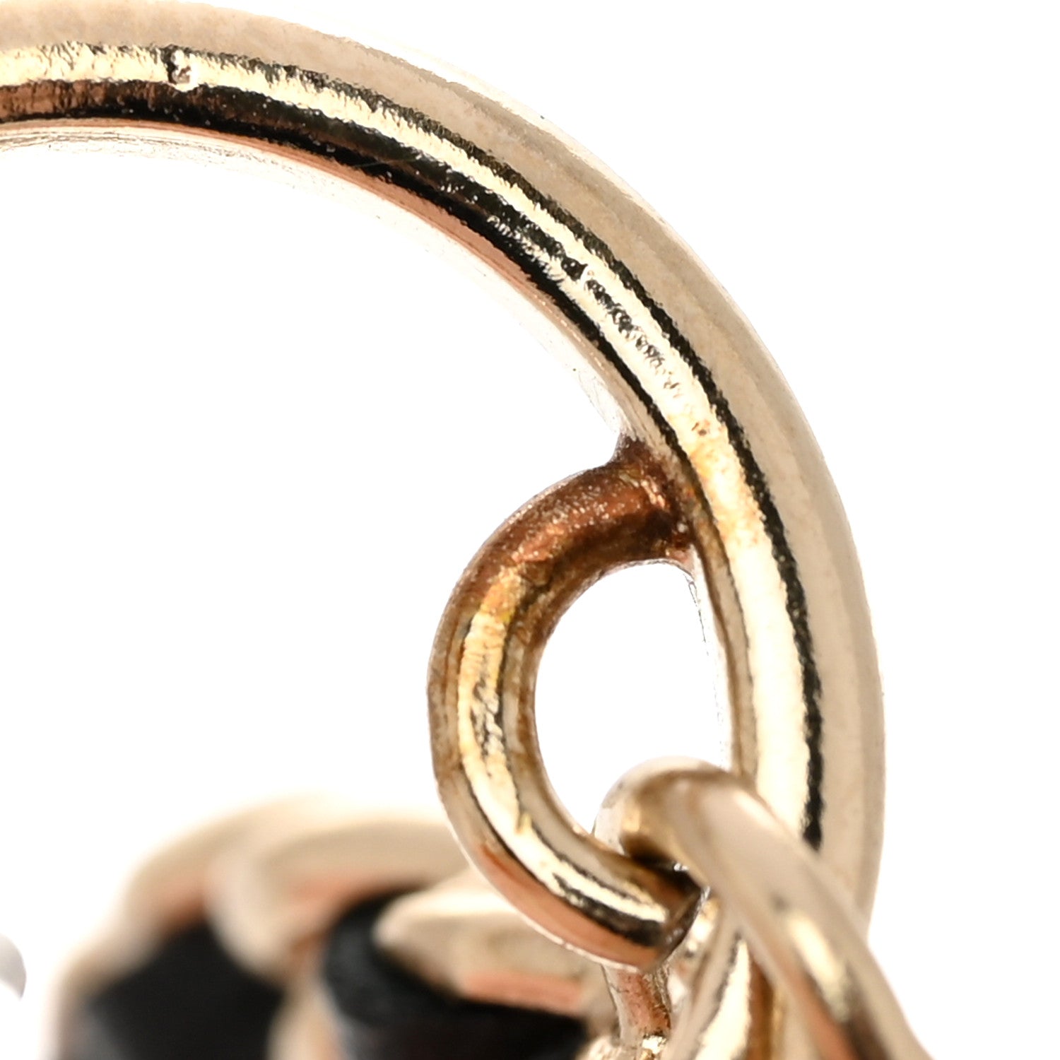 Chanel Crystal Lambskin Chain CC Vintage Allure Stud Earrings Black Gold 5 of 8