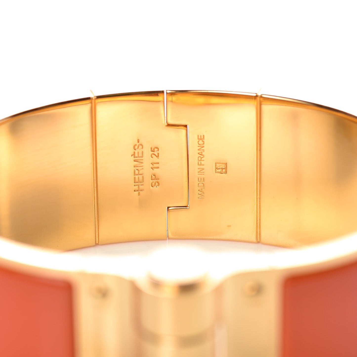 Enamel Charniere Uni Wide Hinged Bracelet M Orange
