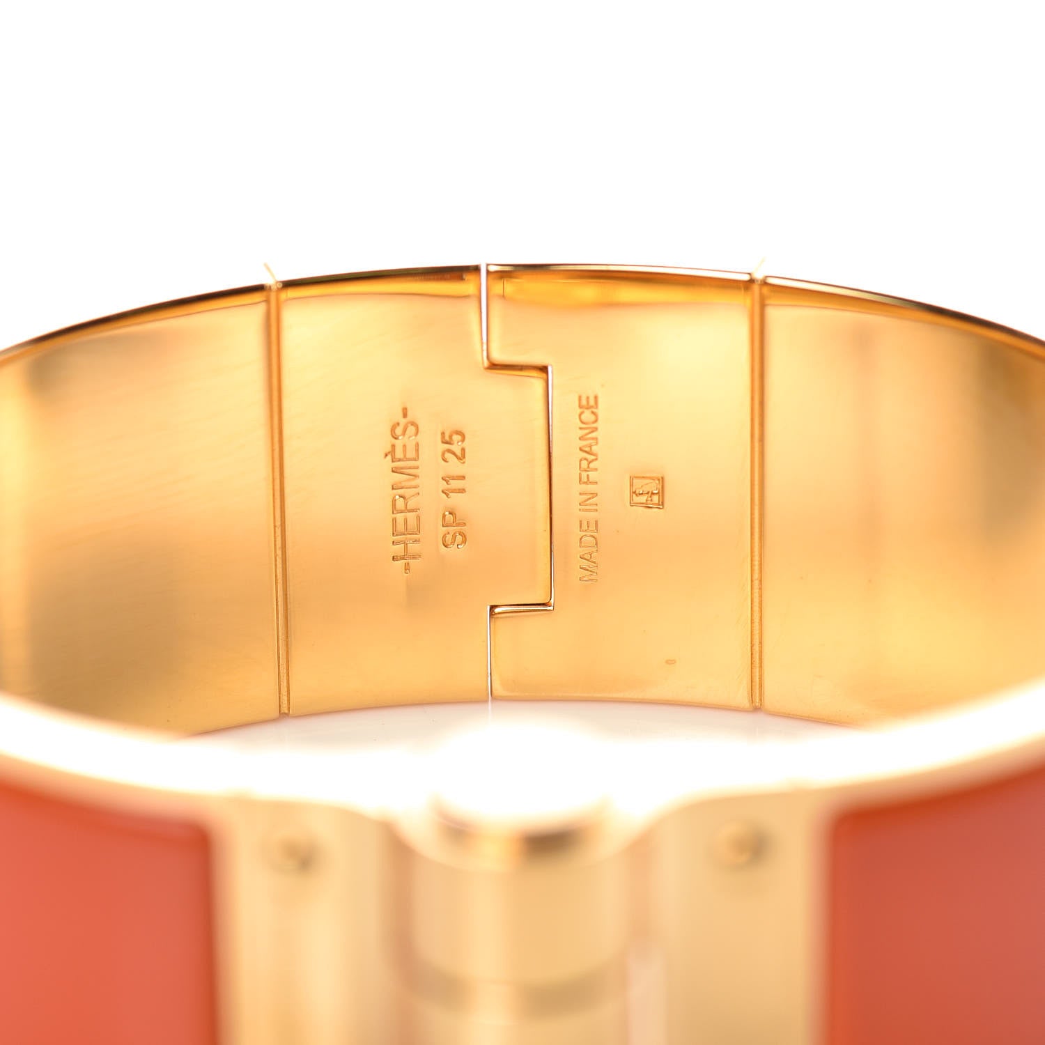 Hermes Enamel Charniere Uni Wide Hinged Bracelet M Orange 4 of 6