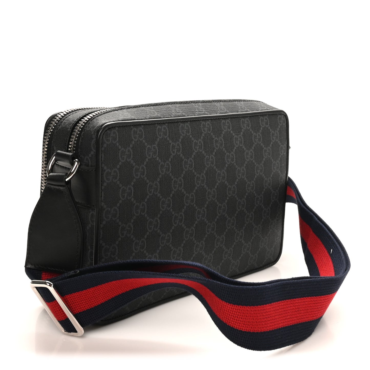 GG Supreme Monogram Web Small Shoulder Bag Black Grey