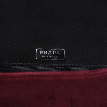 Prada Velluto Cahier Lock Trunk Crossbody Bag Cherry 6 of 9