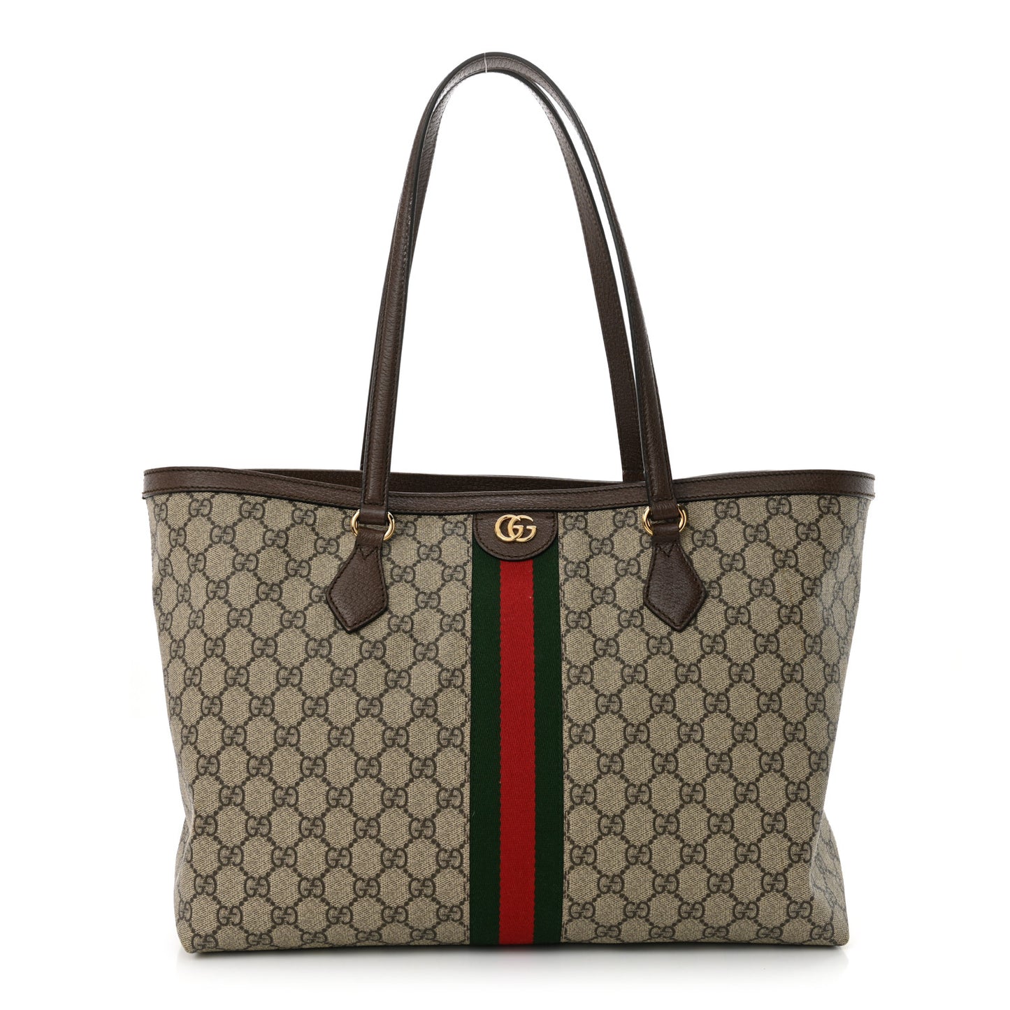 GG Supreme Monogram Medium Ophidia Shopping Tote Brown