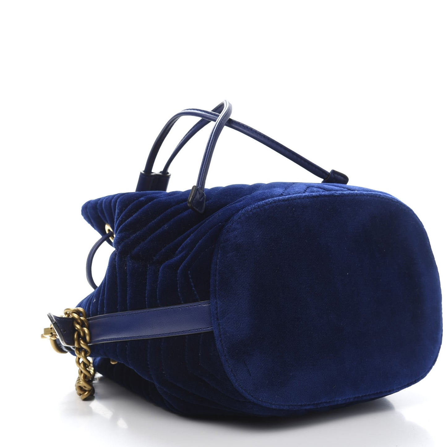 Velvet Matelasse GG Marmont Bucket Bag Cobalt Blue
