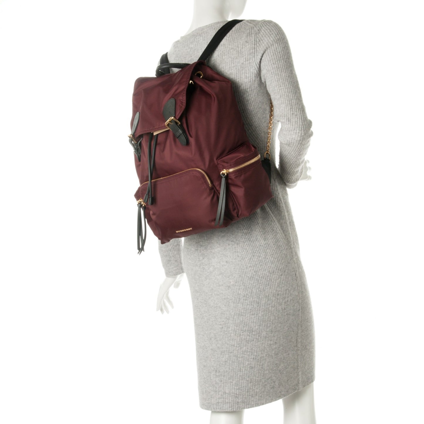 Nylon Large Rucksack Backpack Burgundy Red