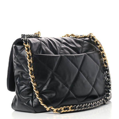 Chanel Shiny Goatskin Quilted Maxi Chanel 19 Flap Black 2 of 10