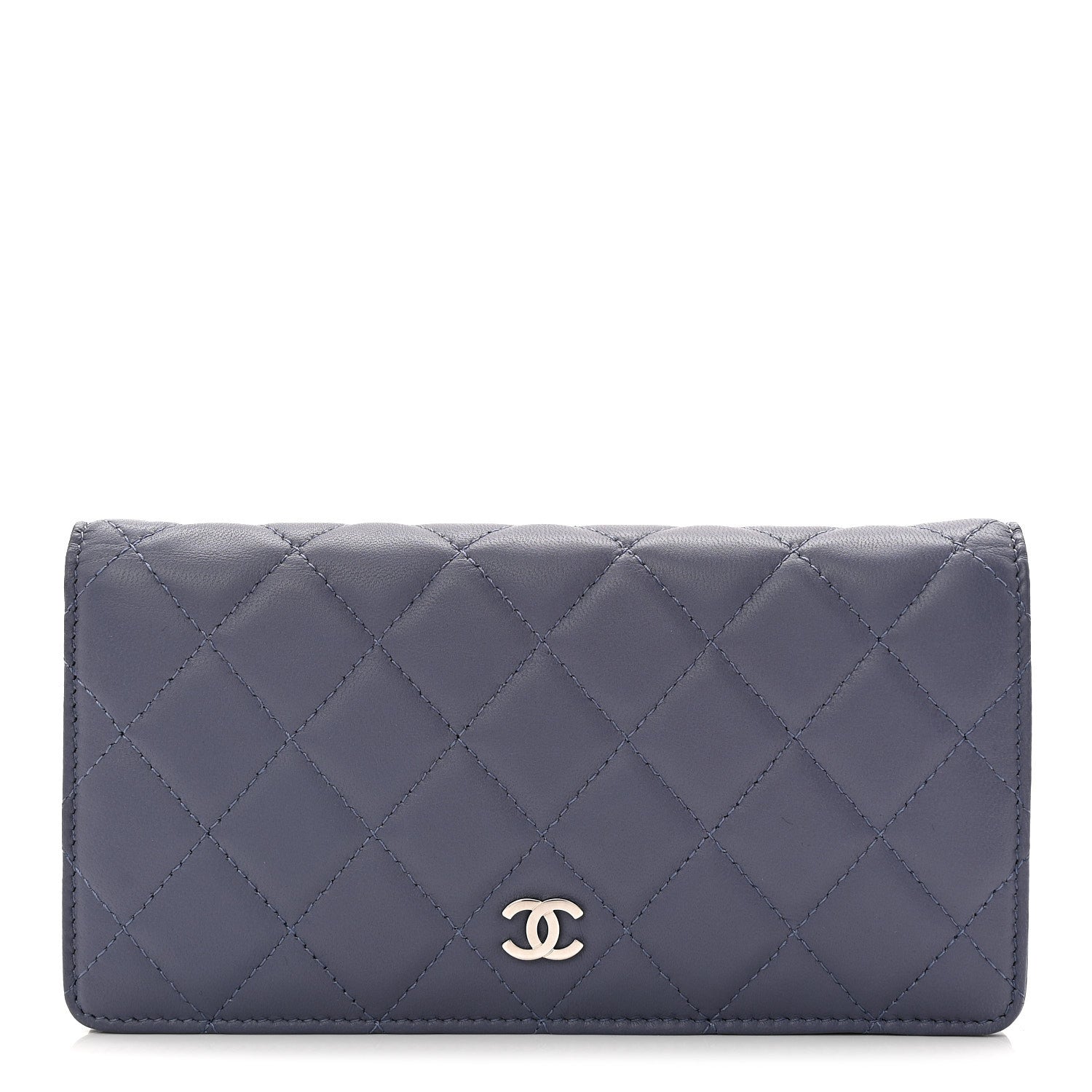 Chanel Lambskin Quilted Yen Wallet Blue 1 of 9