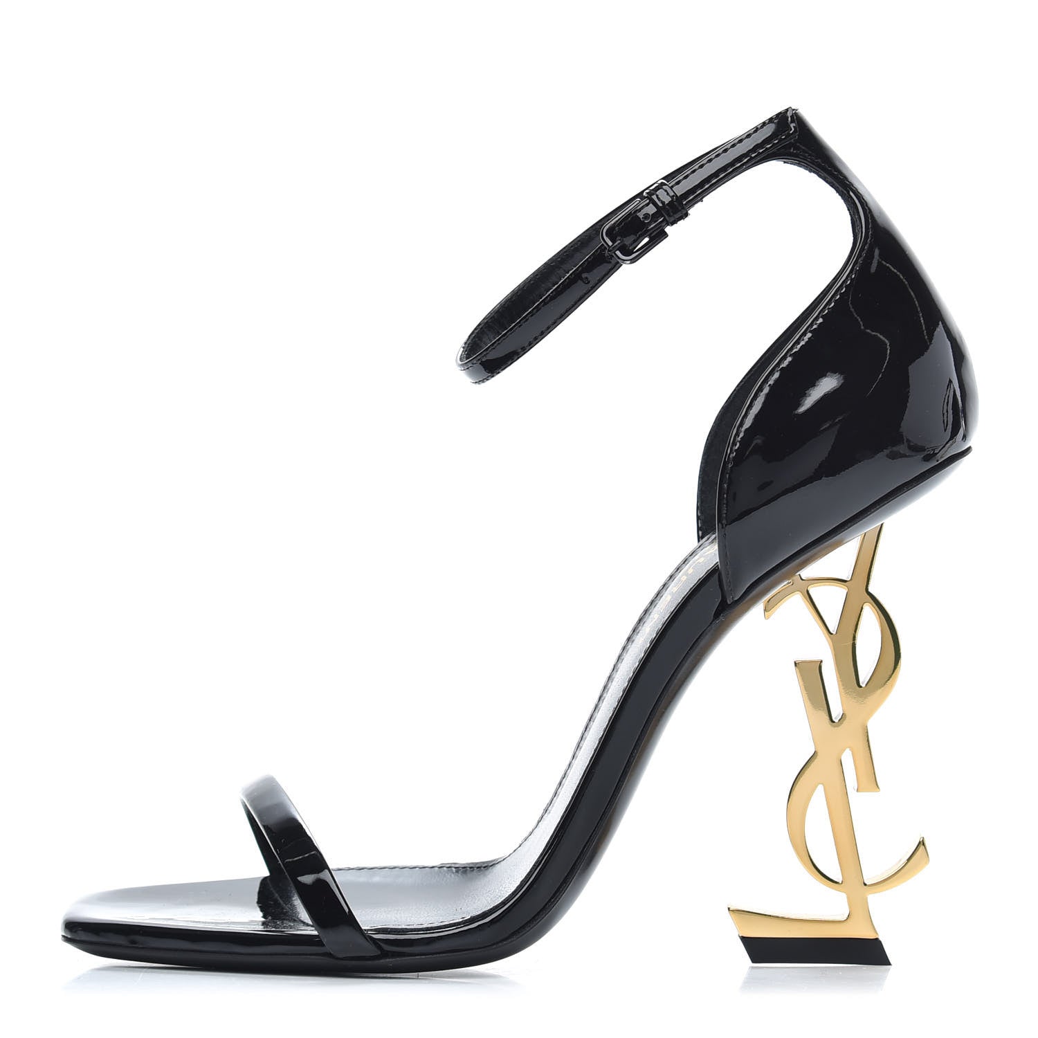 Saint Laurent Patent Calfskin Opyum 110 Sandals 36 Black Gold 1 of 8