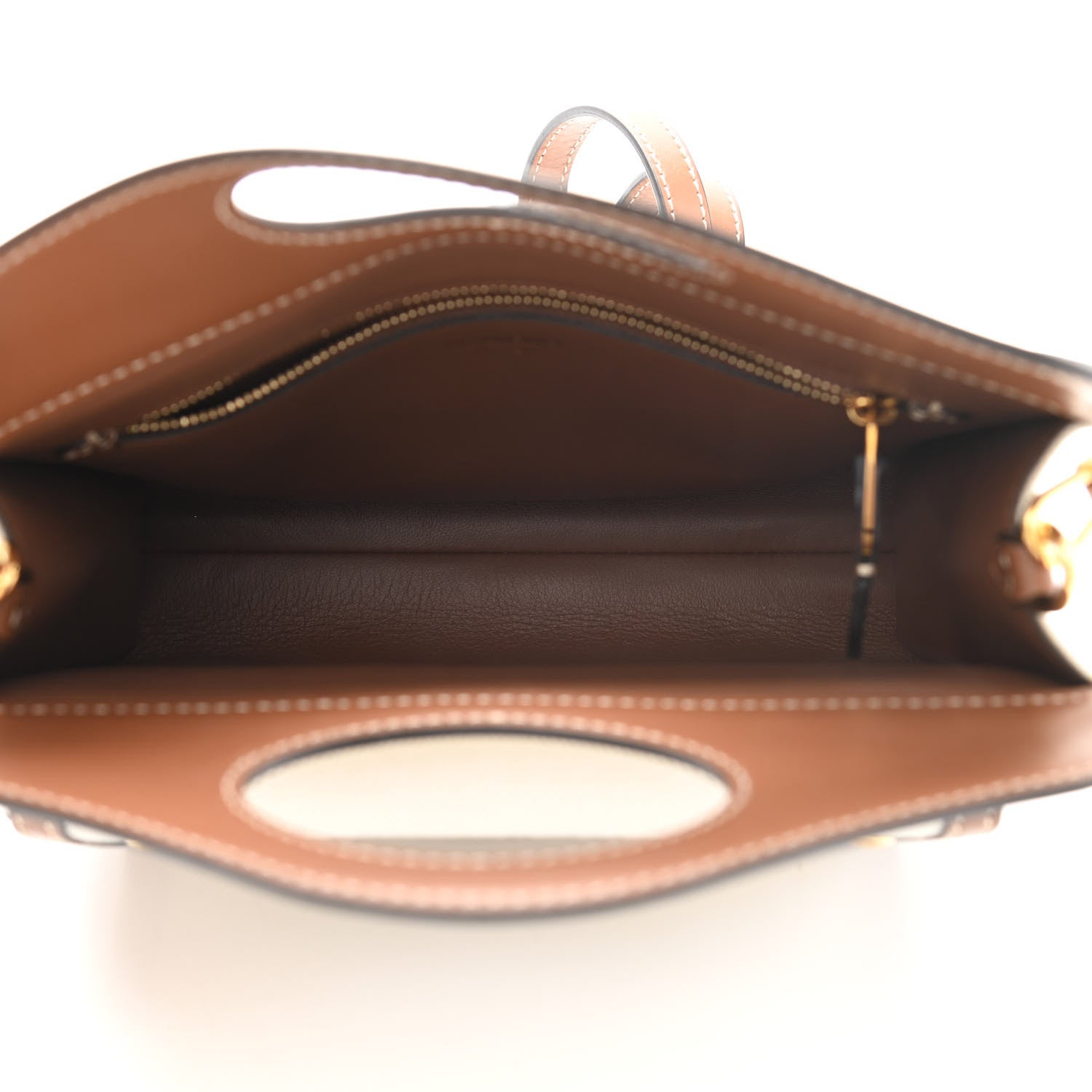 Burberry Canvas Smooth Calfskin Two Tone Mini Pocket Bag Natural Malt Brown 5 of 10