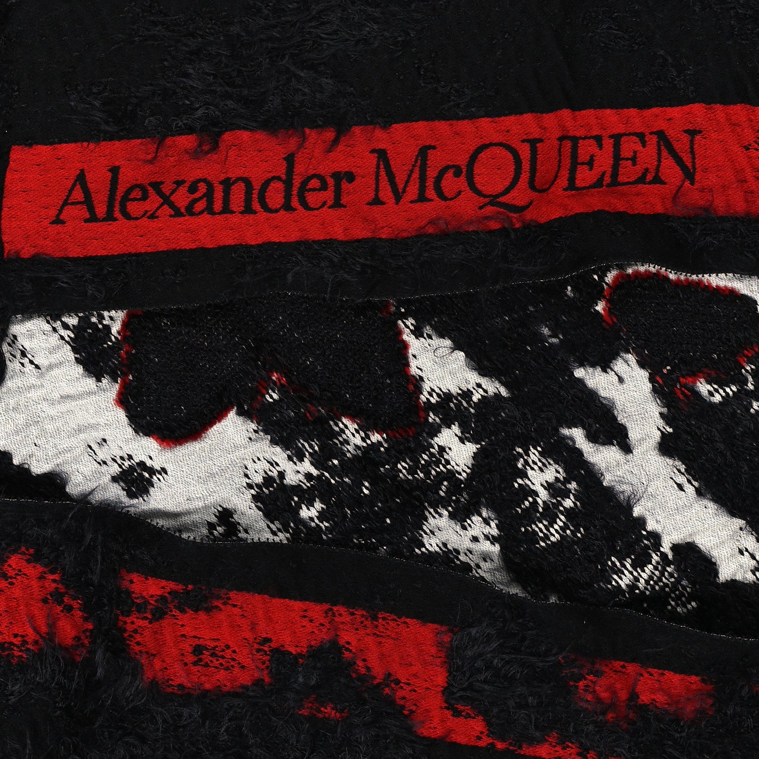 Alexander McQueen Wool Adorned Skeleton Stole Black Red White 3 of 4