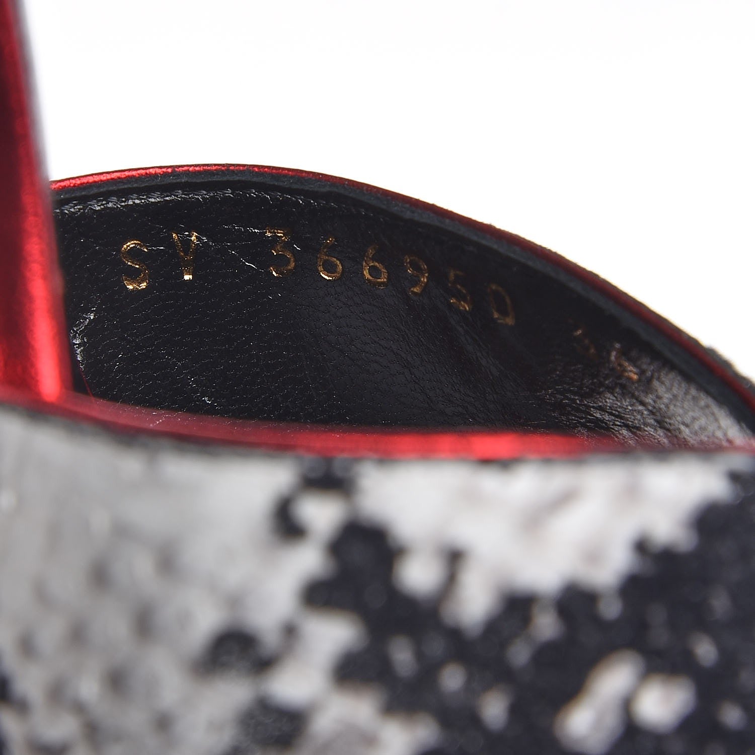 Saint Laurent Ayers Recticula Flock Nappa Bianca 105 Platform Sandals 36 Natural Black Rosso 8 of 9