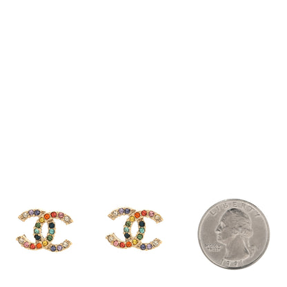 Chanel Crystal Over The Rainbow CC Earrings Gold Multicolor 2 of 5