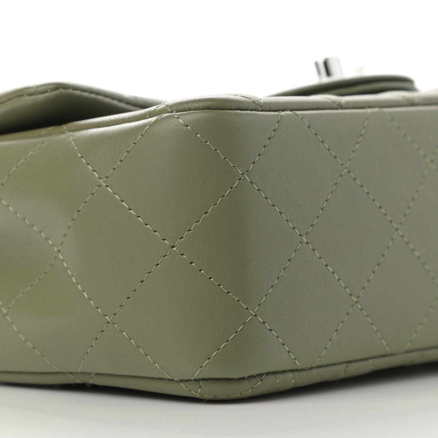 Lambskin Quilted Mini Rectangular Flap Green