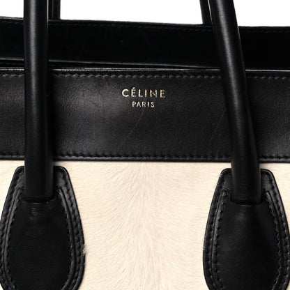 Celine Pony Hair Mini Tri-Color Luggage Ivory Black Brown 7 of 17