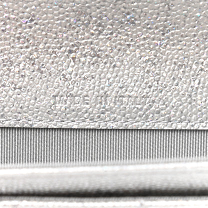 Chanel Glittered Metallic Caviar Quilted Flap Card Holder Wallet Silver 7 of 8
