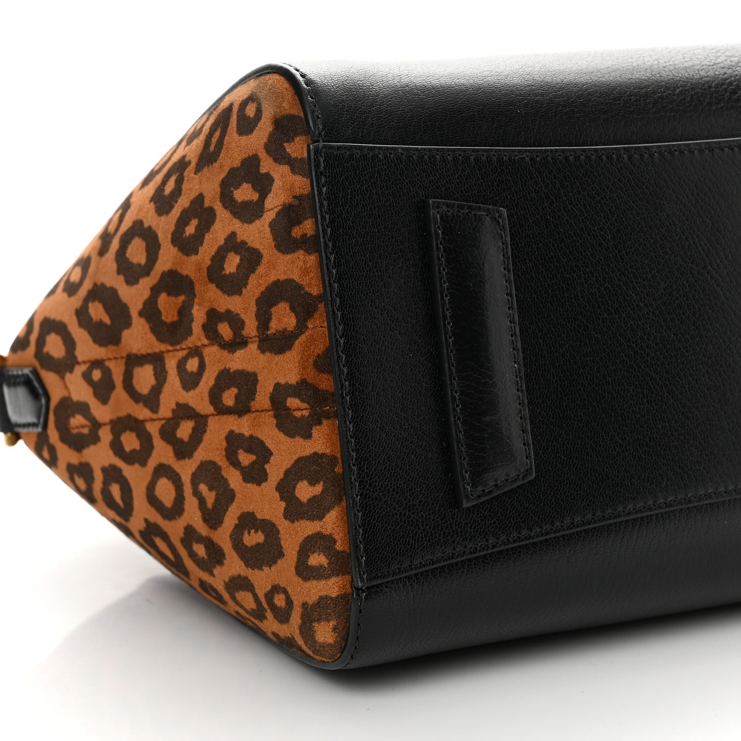 Calfskin Suede Leopard Print Small Antigona Black