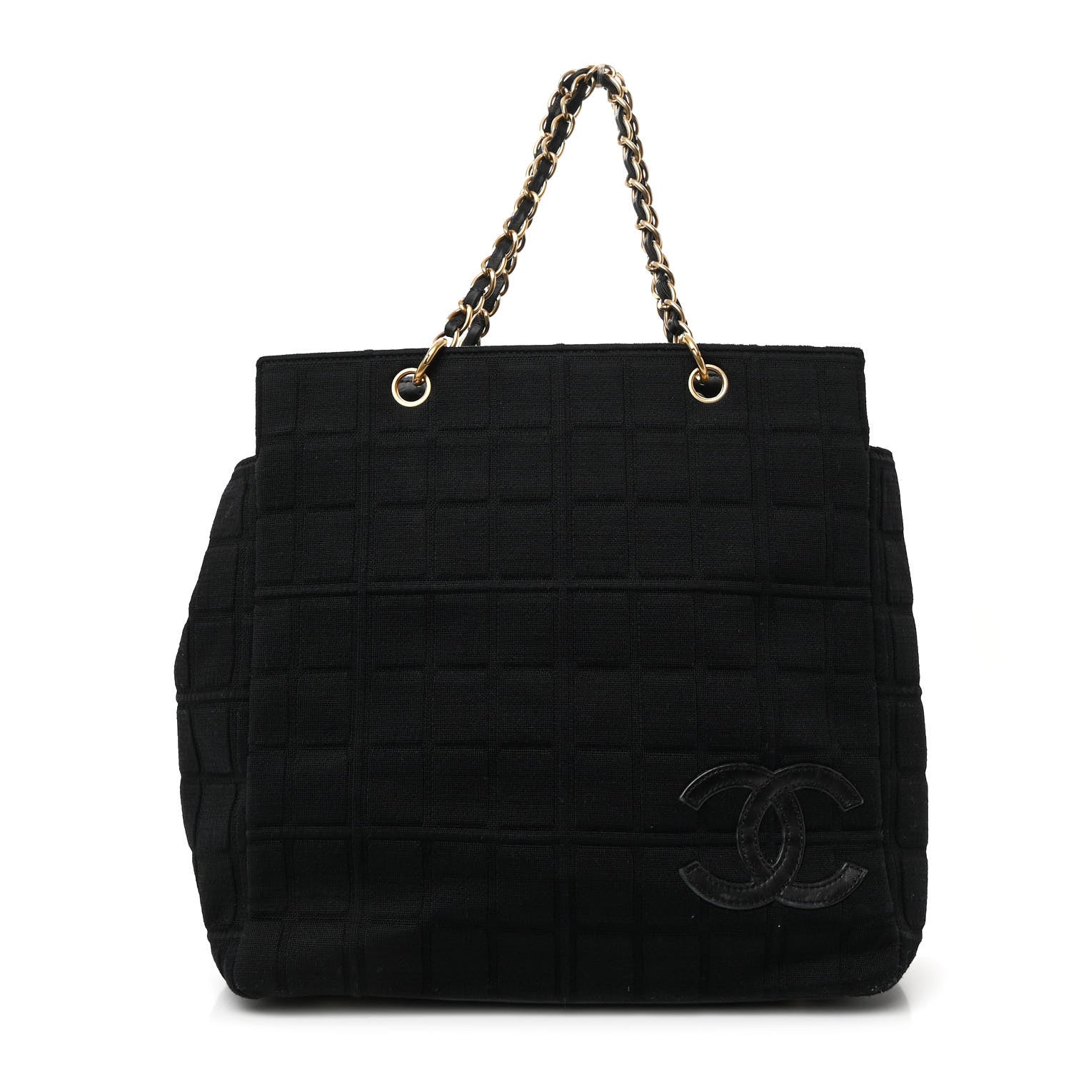 Chanel Jersey Chocolate Bar Quilted CC Shoulder Bag Black 1 of 11