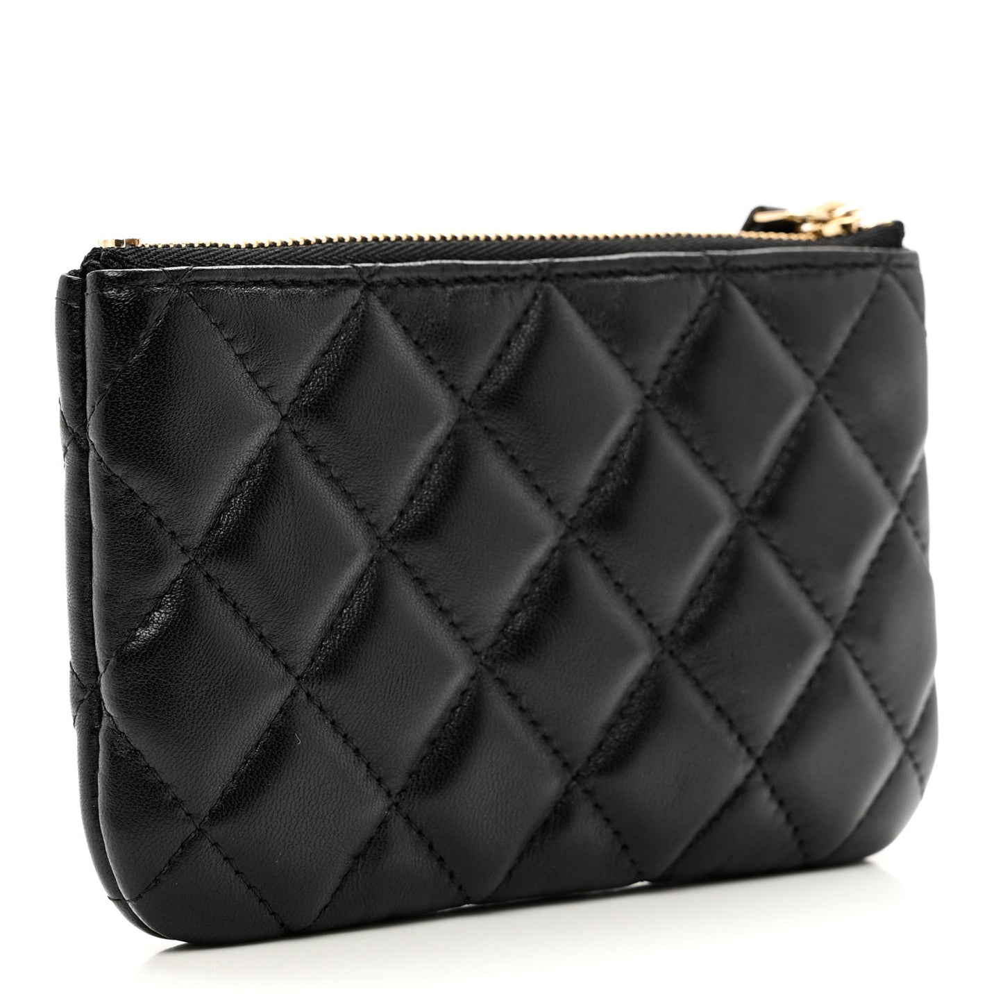 Lambskin Quilted Small No. 5 Cosmetic Case Black