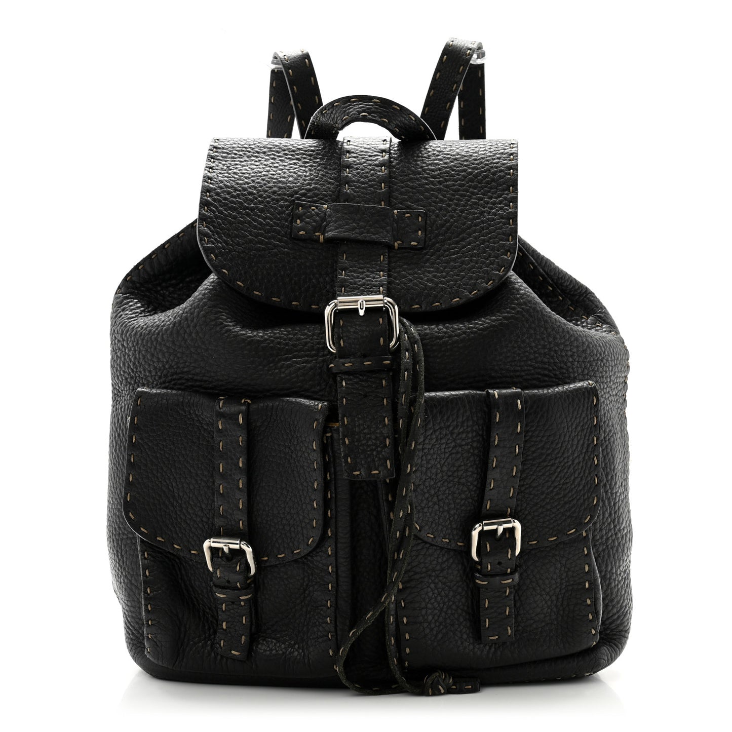 Calfskin Romano Selleria Backpack Black