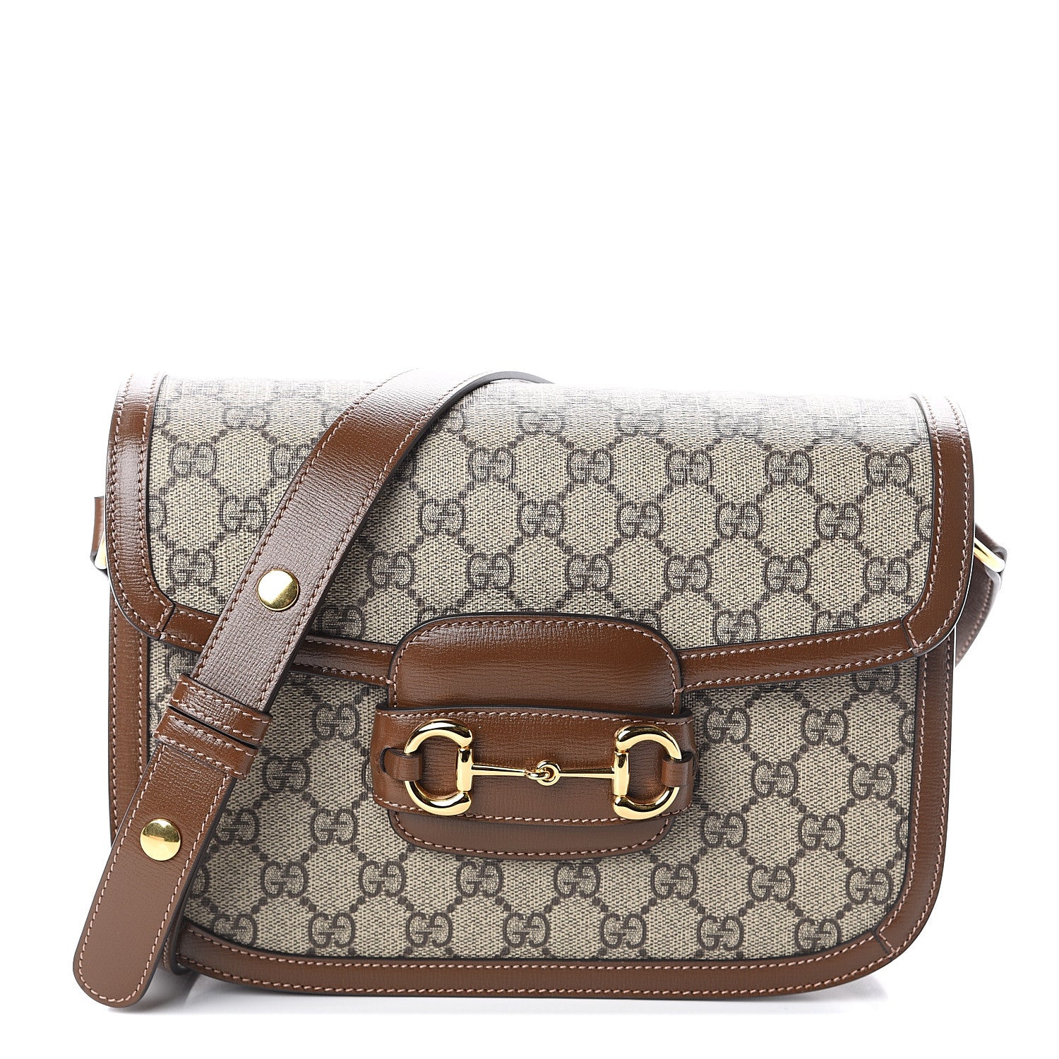 Gucci GG Supreme Monogram Horsebit 1955 Shoulder Bag Beige Brown Sugar 1 of 8
