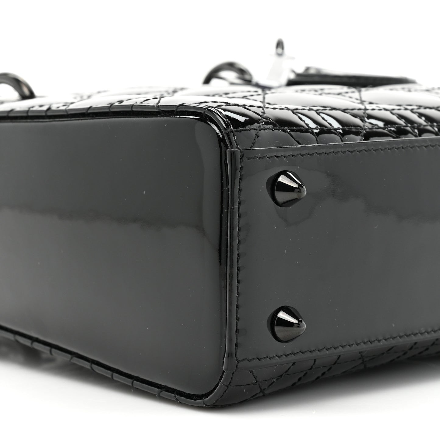 Ultraglossy Patent Cannage Small Lady Dior Black