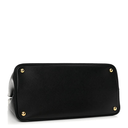 Prada Saffiano Cuir Large Double Bag Black Fuoco 4 of 14