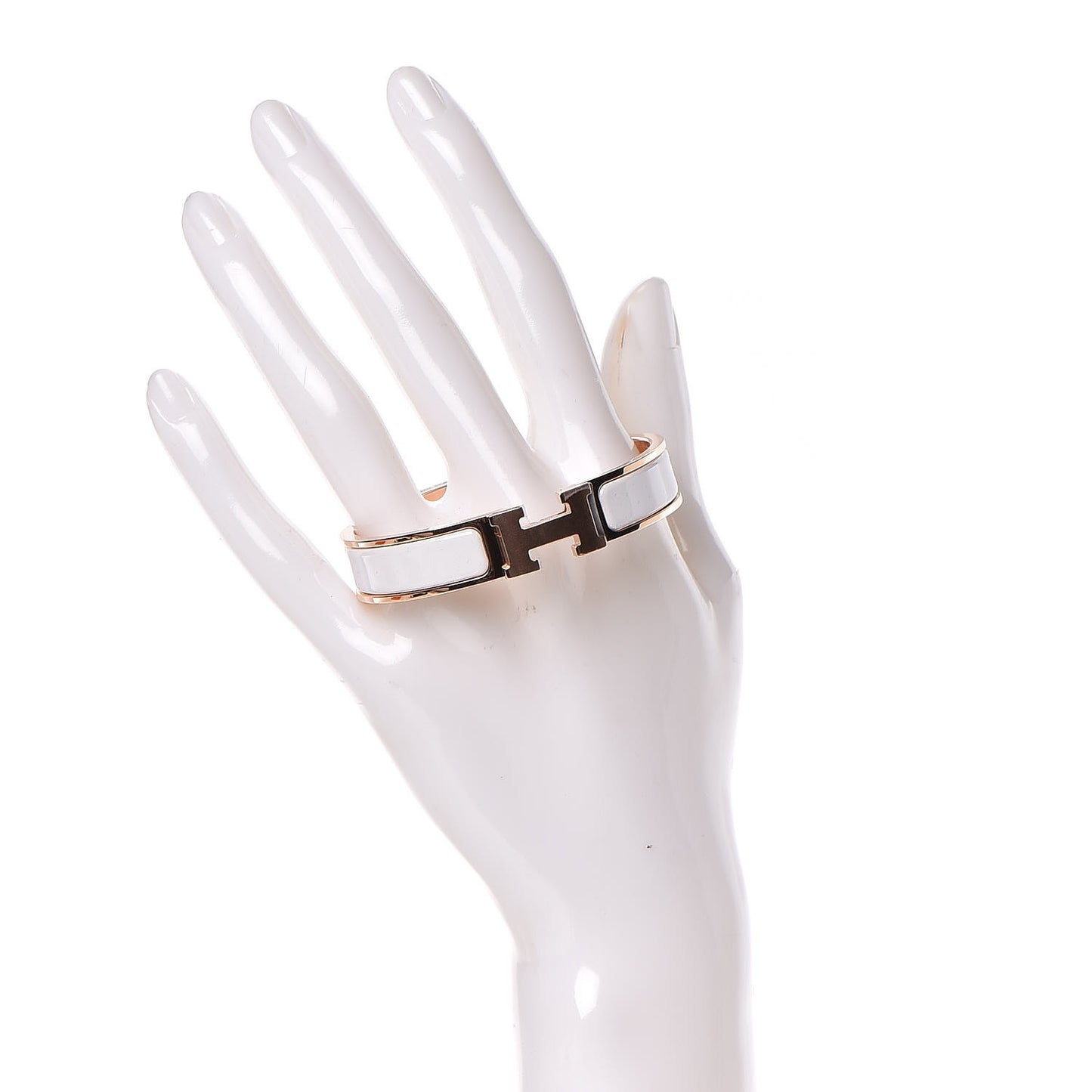 Enamel Narrow Clic Clac H Bracelet PM White