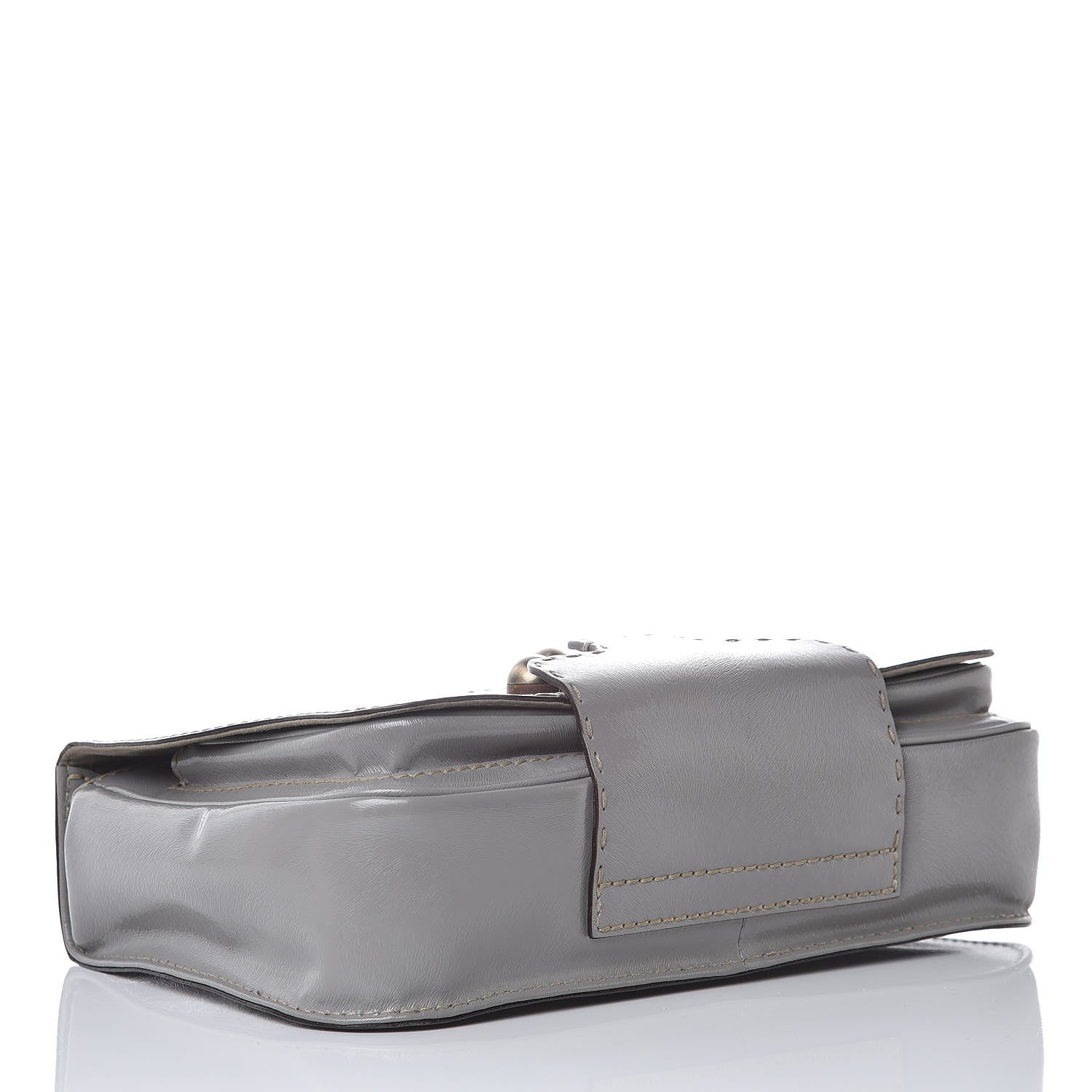 Fendi Glazed Calfskin Secret Code Satchel Grey 4 of 9