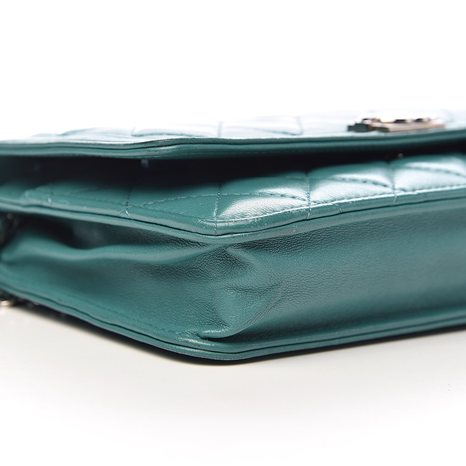 Chanel Lambskin Quilted Boy Wallet On Chain WOC Turquoise 11 of 13