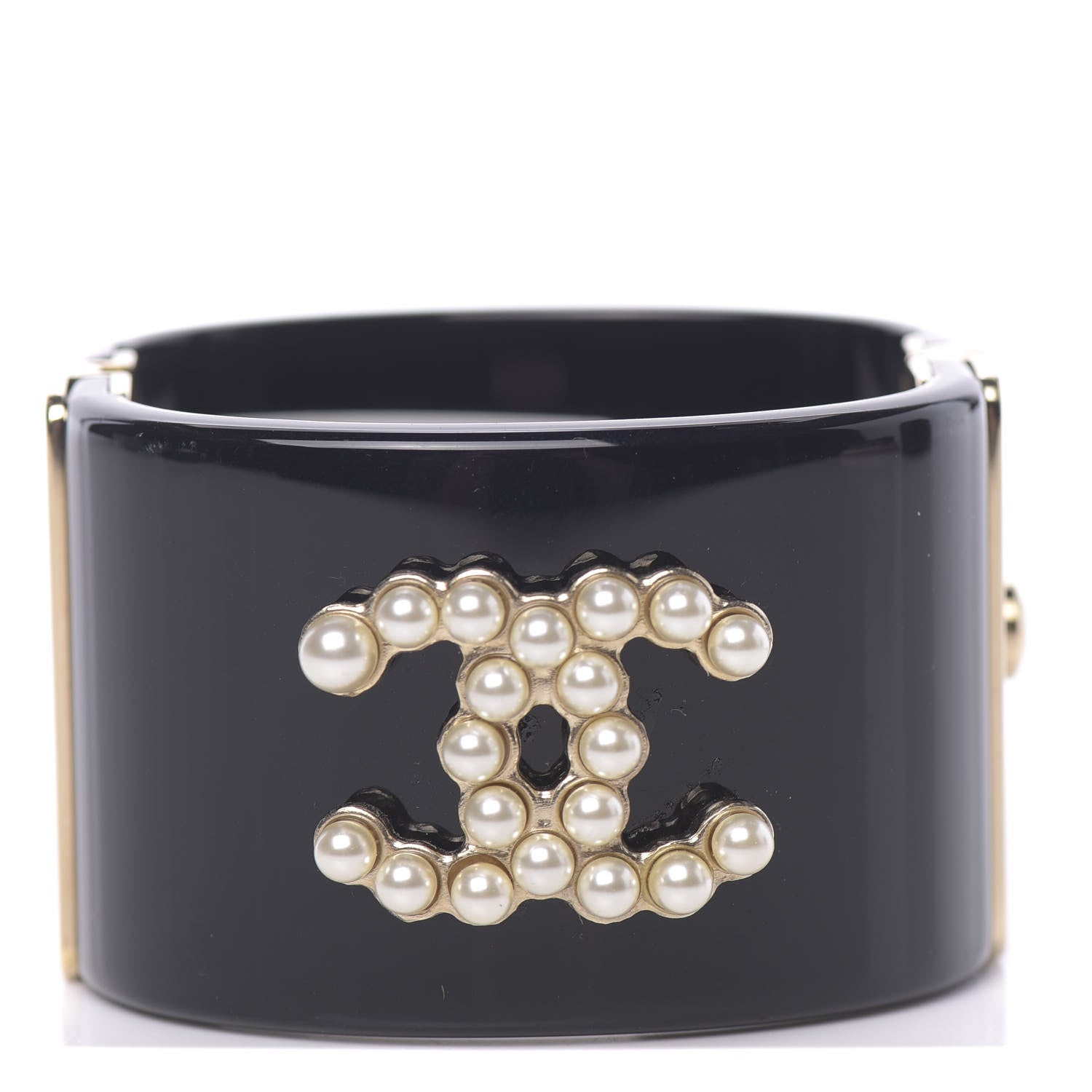 Chanel Resin Pearl CC Cuff Black 1 of 6
