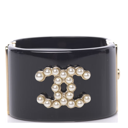 Chanel Resin Pearl CC Cuff Black 1 of 6