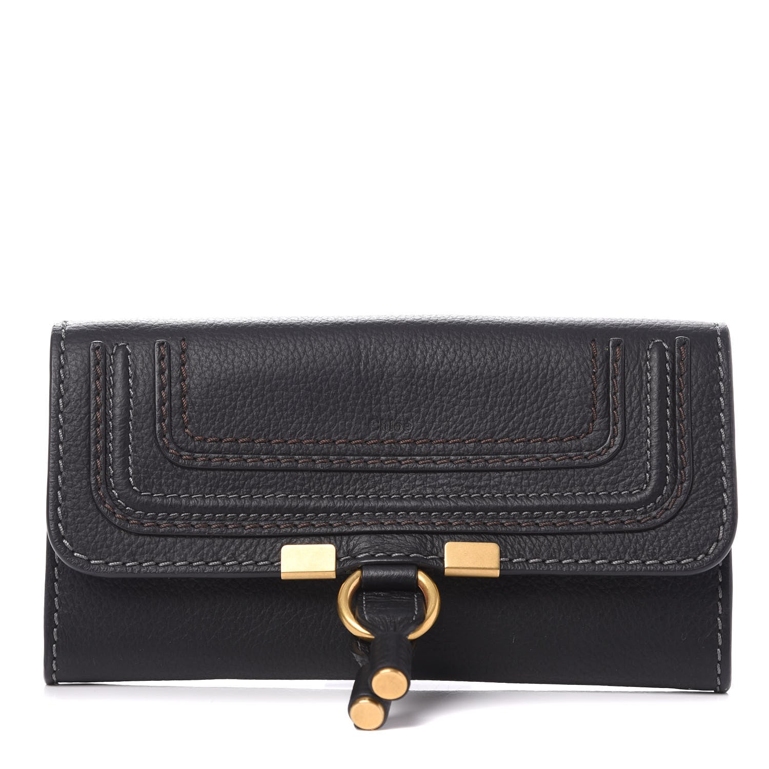 Chloe Calfskin Marcie Continental Flap Wallet Black 1 of 10
