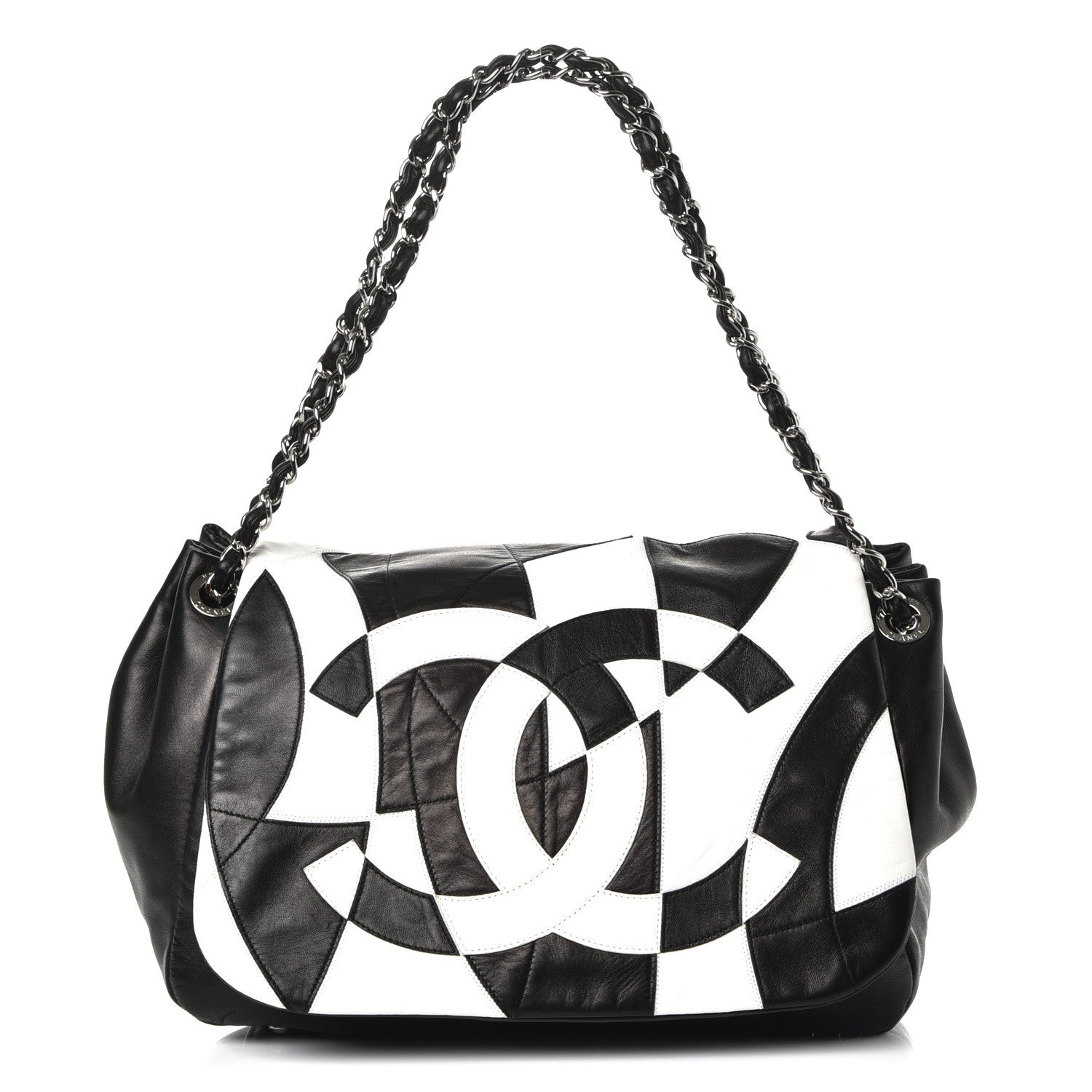 Chanel Lambskin Patchwork Accordion Flap Black White 1 of 10